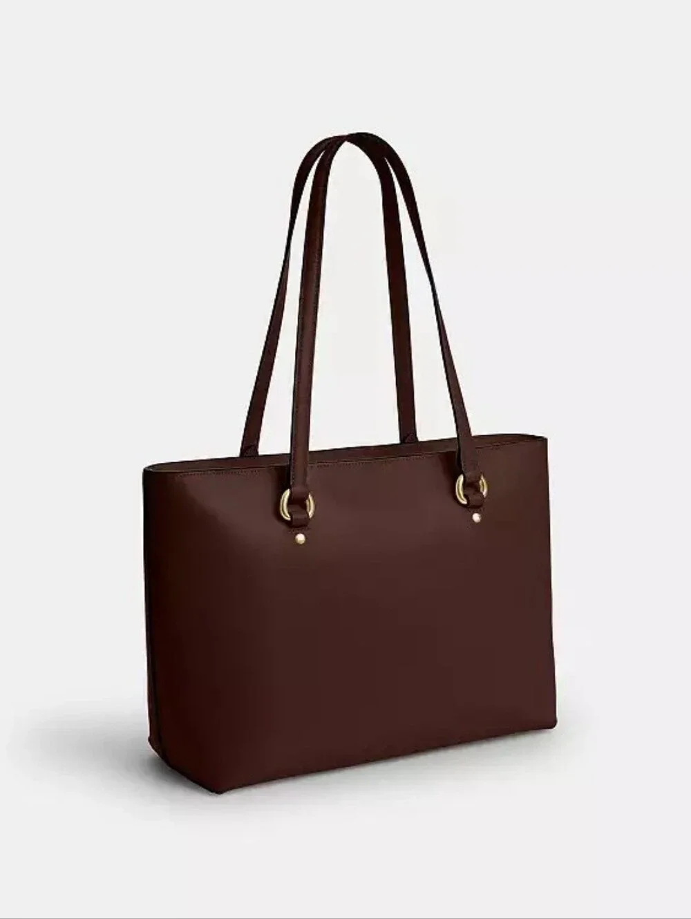 Coach Brown Leather Tote Bag with Front Pocket